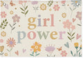 Girl Power Flower Wall Hanging Banner - Linen Flag Decor for Little Girl's Room, Baby Girl, Toddler Room Wall Decor