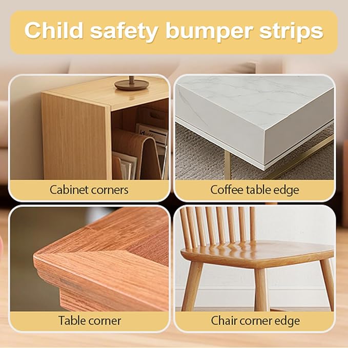 Kids Edge Protectors, Soft Rubber Foam Bumper, 200x4cm, Furniture Edge Covers, Child Safety Corner Guard, Cushioned Strip, for Fireplace Desk, Nursery Bedroom, Playroom