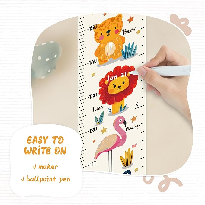 Personalized Growth Chart for Wall, Kids Height Wall Chart for Kids Baby Child Toddler Boys Girls (Animals)