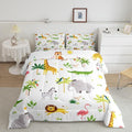 Feelyou Kids Safari Animal Bedding Set King, Nursery Baby Boy Cartoon Lion Jungle Comforter Set Woodland Forest Wildlife Comforter for Kids Boys Girls Kawaii Flamingo Duvet Set 3Pcs