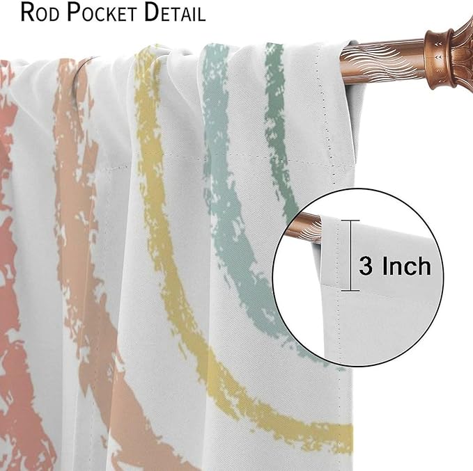 Kids Alphabet Curtain, Funny Cartoon Animal Rainbow Learning, Educational Boys Girls Children Printed Rod Pocket Blackout Window Treatments for Bedroom Living Room Nursery 63" W X 72" L