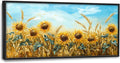 Olivine Large Wall Art, Sunflower Pictures Wall Decor, Sunflower Wheat Painting, Nature Landscape Canvas Prints, Framed Artwork for Living Room Bedroom Bathroom Office Home Decoration 60"x30"
