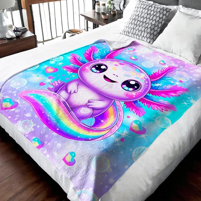Blanket for Girls 4-6, Throw Gift for Toddler Kids Teens 40x50 Inches Soft Cozy Rainbow Animal Throw Blankets for Sofa Couch Bed Travel