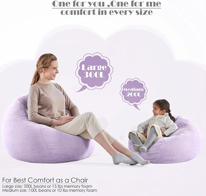 Nobildonna Bean Bag Chair Cover (No Filler) for Kids and Adults,Beanbag Stuffed Animal Storage Without Filling Plush Toys Holder and Organizer Soft Premium Corduroy 200L