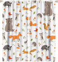 Forest Animal Curtains for Kids, Cartoon Safari Woodland Animals Window Treatments Cute Wild Jungle Bear Fox Deer Bear Window Drapes for Girls Boys Nursery Toddler Bedroom 42x63in
