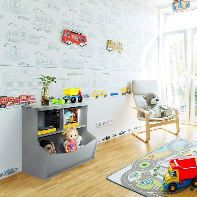 CAPHAUS Kids' Multifunctional Book and Toy Storage Cubby - Open Shelf Organizer for Nursery, Playroom, Closet - Home Organization Toy Bookcase
