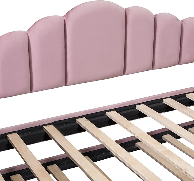 Bellemave Twin Size daybed with Trundle for Adults, Kids, Girls, Teens, daybeds with Trundle for Living Room, Velvet,Pink(Mattress not Included)