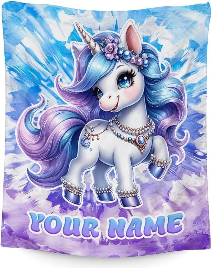 Blanket Gifts for Kids - Unicorn Throw Blanket for Girls - Custom 30" x 40" Inches Warm Cozy Toddler Blankets for Sofa, Lap & Couch