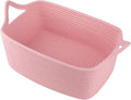 OIAHOMY Woven Basket, Gift Basket Empty with Gift Bags and Ribbons, Rope Baskets for Baby Showers, Storage Baskets with Handles for Nursery, Pet Toy Organizer - Pink
