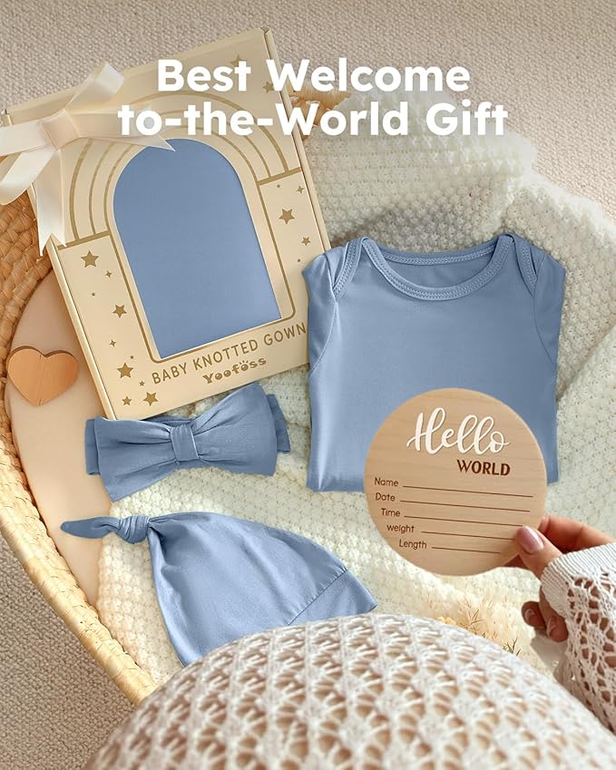 Yoofoss Baby Knotted Gowns 0-3 Months, Newborn Sleepers Hospital Coming Home Outfit for Photograph, Soft Breathable Comfort