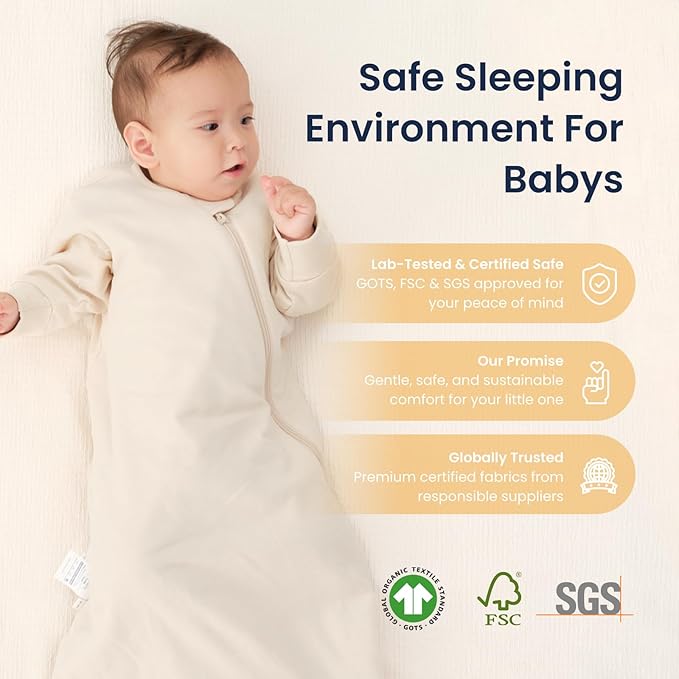 Unisex Sleeping Bag for Babies and Toddlers 1.0 Tog Sleep Sack 0-6 Months, Newborn Sleep Sack, Wearable Blanket Baby, One Piece Long Sleeves, Gifts for Baby
