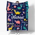Dinosaur Lover Personalized Blanket with Custom Baby Dinosaur Custom Name Flannel Blanket Soft Throw Meaningful Gift for Toddlers Girls Boys Kids Pets 120 * 90" XL for Family
