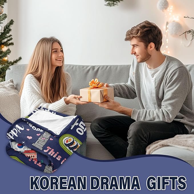 Korean Blanket 50"x60", Korean Gifts for Women Girls Sister Friends, Koreans Drama Gifts for Christmas Thanksgiving, Flannel Koreans Blanket for Sofa Couch Room Bed