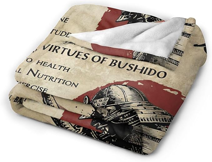 Tijuboni Japanese Samurai Throw Blanket Japanese Warrior Gifts for Men Women Girls Boys Kids Adults Soft Flannel Fleece Blanket for Couch Sofa Bed Home Decor 50"x60"