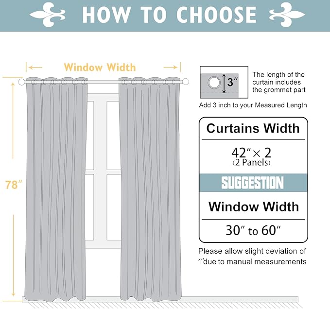 ChrisDowa Blackout Curtains 78 inches Long for Bedroom - 2 Panels Set Grommet Thermal Insulated Room Darkening Curtains for Living Room (Stone Blue, 42 x 78 Inch)