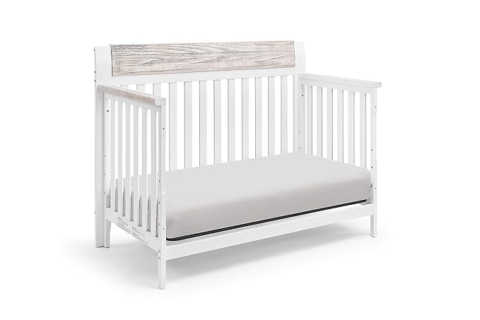 Suite Bebe Hayes 4 in 1 Convertible Baby Crib, White and Wire Brushed Wood