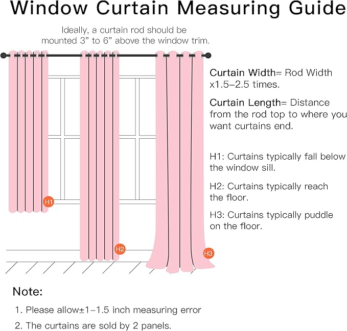 XiDi Pink Curtains 96 Inches Long for Girls Bedroom Living Room Privacy Room Darkening Double Layer Curtains with Sheer Overlay for Kids Toddler Princess Nursery Room Grommet Window Drapes W34 X L96