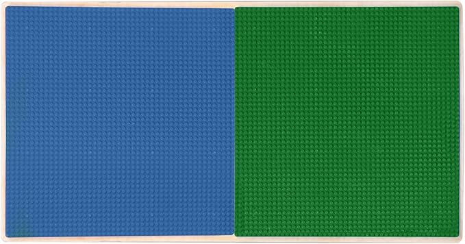 Contender Time-2-Play Montessori Toddler's 30.75" Rectangular Plywood Blue & Green Lego Blocks Compatible Table with Shelf, Solid Wood Desk for Playroom/Daycare/Preschool [18" Long Legs]