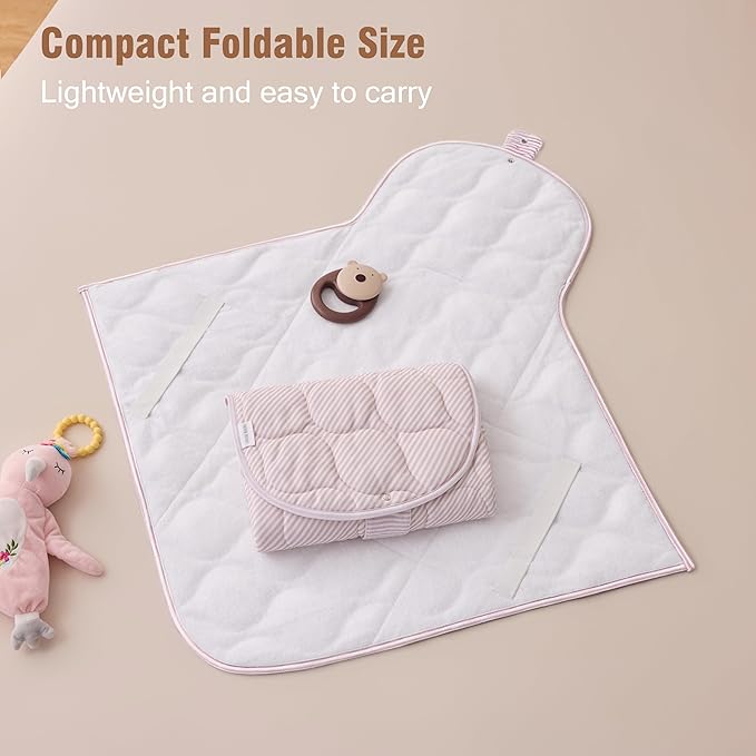 UTEX Baby Portable Changing Pad, Waterproof & Wipeable Diaper Changing Mat with Carrying Bag, Foldable Changing Mat for Travel, Newborn Shower Gifts