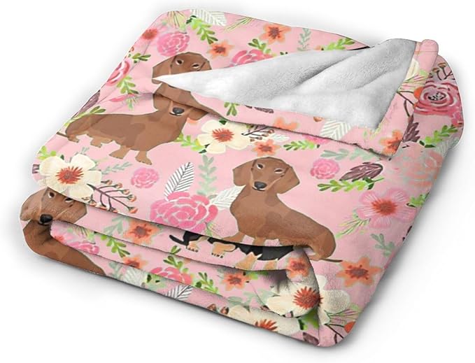 Tijuboni Dachshund Throw Blanket Dog Gifts for Girls Boys Women Men Kids Adults Soft Flannel Fleece Blanket for Couch Sofa Bed Home Decor 50"x60"