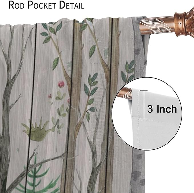 Forest Animal Curtains,Winter Dry Branches Pine Tree Moose Bear Animal Print Curtains for Children Boys and Girls Bedroom Living Room 55x63in