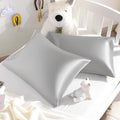 NTBAY Silk Satin Toddler Pillowcases, Small Pillow Case Pillow Cover 14x20 Inches with Envelope Closure, Soft and Silky Cooling Travel Pillow Covers for Nursery, Boys and Girls, Silver Grey, 2 Pack