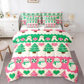 Feelyou Christmas Tree Bedding Set for Kids Boys Girls Cute Cartoon Gingerbread Man Bed in a Bag Snowman Bedding Set Decor Kawaii Xmas Theme Bed Set 7Pcs Queen Size