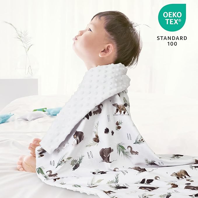 david's kids Micro Fleece Minky Baby Blanket for Boys Girls with Double Layer and Soothing Raised Dots, Breathable and Soft Lightweight Receiving Blanket for Newborns, 40x50 Inches, Animals