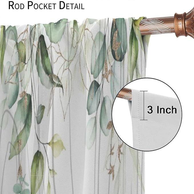 YCness Forest Animal Curtains, Watercolor Wild Animal Bear Fox Deer Kids Window Treatments for Living Room Bedroom, Green Woodland Tree Kids Drapes 2 Panel Sets,42x54 Inch