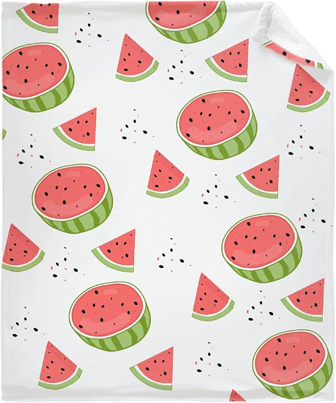 Thuswarm Watercolor Watermelon Fruit Print Flannel Throw Blanket Warm Cozy Soft Funny Print Blankets for Bed Couch Sofa Room Decoration Gifts 60”×50” Medium for Teen