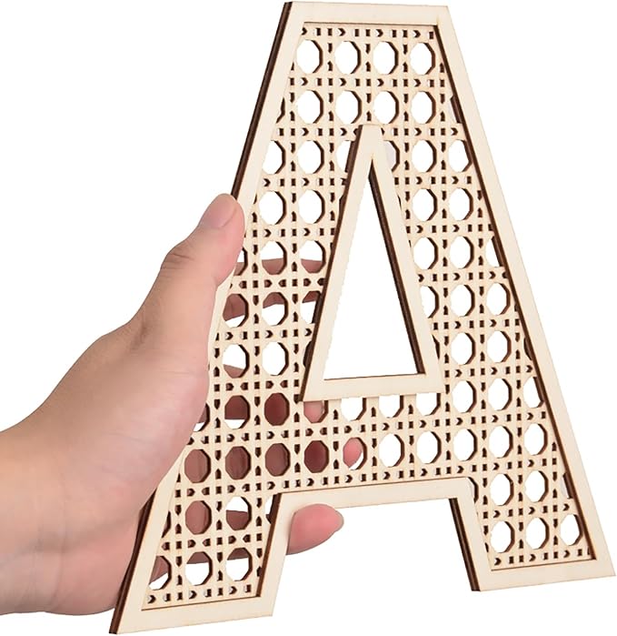 Wooden Rattan Letters 8 inch Wood Letters U for Wall Decor Crafts Boho Nursery Decor for Baby Shower Wedding Bedroom Name Signs Large Rustic Letter Home Decoration