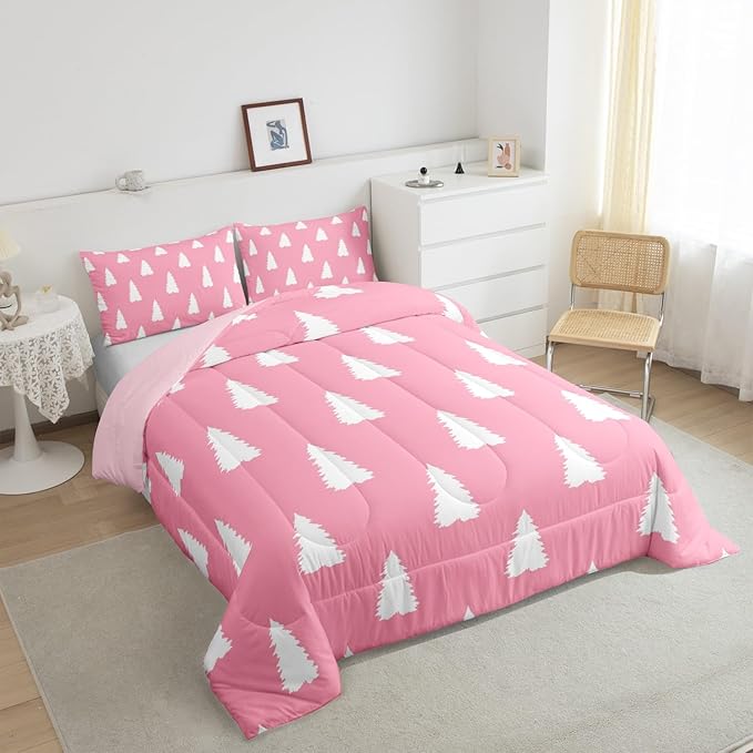 Feelyou Christmas Trees Bedding Set for Kids Boys Girls King Size Holiday Decor Comforter Set Ultra Soft Winter Comforter Xmas Duvet Quilt Bedroom Decor Christmas Decorations Quilt