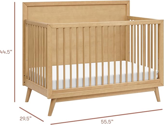 babyletto Palma 4-in-1 Convertible Crib with Toddler Bed Conversion Kit in Honey, Greenguard Gold Certified