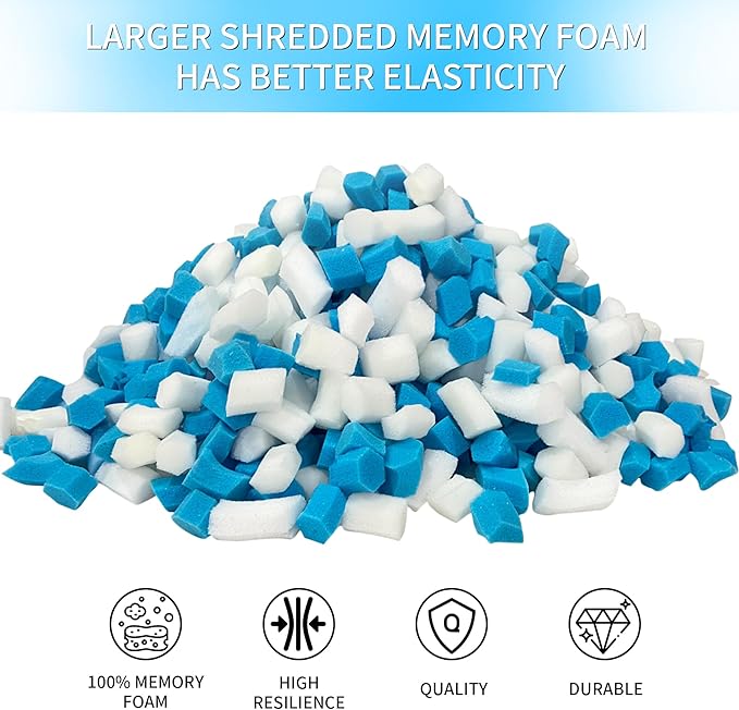 30LBS Shredded Memory Foam Filling Bean Bag Filler, Added Gel Particles Comfortable and Soft,Very Suitable for Filling Bean Bags, Pillows,Dog beds, Couch Cushion