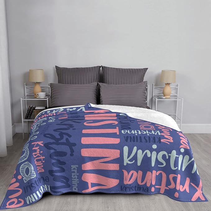 Dr.TOUGH Personalized Blankets with Name Customized Baby Blankets for Girls Boys Adults Monogrammed Blankets and Throws Christmas Birthday Mothers Fathers Valentines Day Gift (Dark Blue,50''×60'')