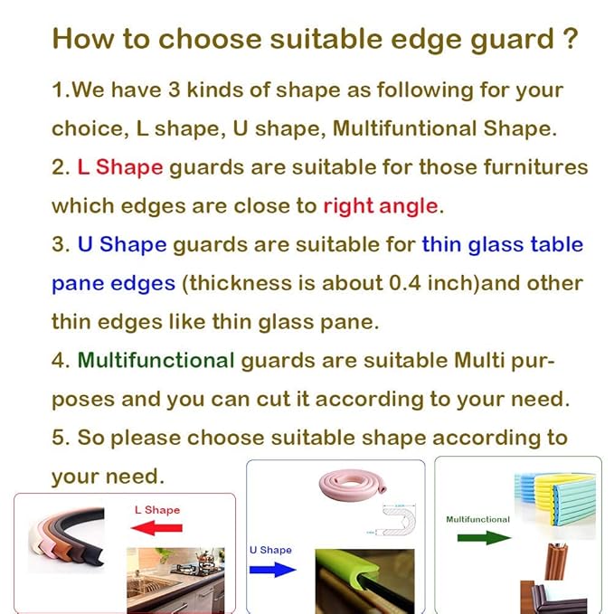 M2cbridge U Shape Extra Thick Furniture Table Edge Protectors Foam Baby Safety Bumper Guard 6.5 Ft (Off White)