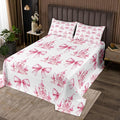Pink Bowknot Kids Bedspread Queen Size,Castle Tale Princess Toddler Coverlet Set,Girls Women Room Decor,Bow Tie Butterfly Knot Girlish Quilted Coverlet,Romantic Fashion Bedding Quilt,2 Pillowcases