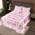 Manfei Pink Bowknot Kids Bedspread Twin Size,Cherry Star Daisy Flowers Princess Coverlet Set,Girls Women Room Decor,Bow Tie Geometric Plaids Quilted Coverlet,Cute Dreamy Bedding Quilt,1 Pillowcase
