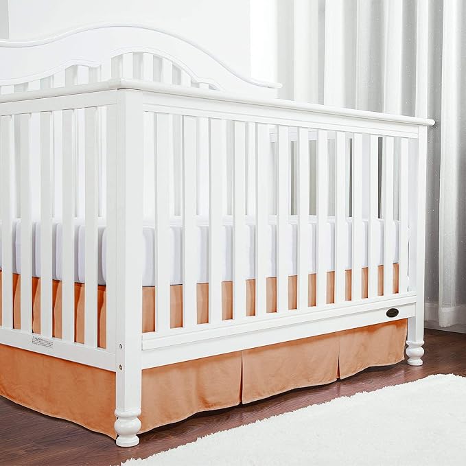 Box Pleated Crib Bed Skirt Premium 100% Cotton 800 Thread Count Nursery Crib Toddler Bedding Crib Bedskirt for Baby Boys or Baby Girls, (28" x 52") + 16" Drop Lenght - Blush Solid