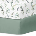 Little Grape Land Pack and Play Sheets Mini Crib Sheets Soft Breathable Pack N Play Sheets, Playard Fitted Sheet 2 Pack Stretchy Fits 38"x26" Playard Mattress, Green Leaves