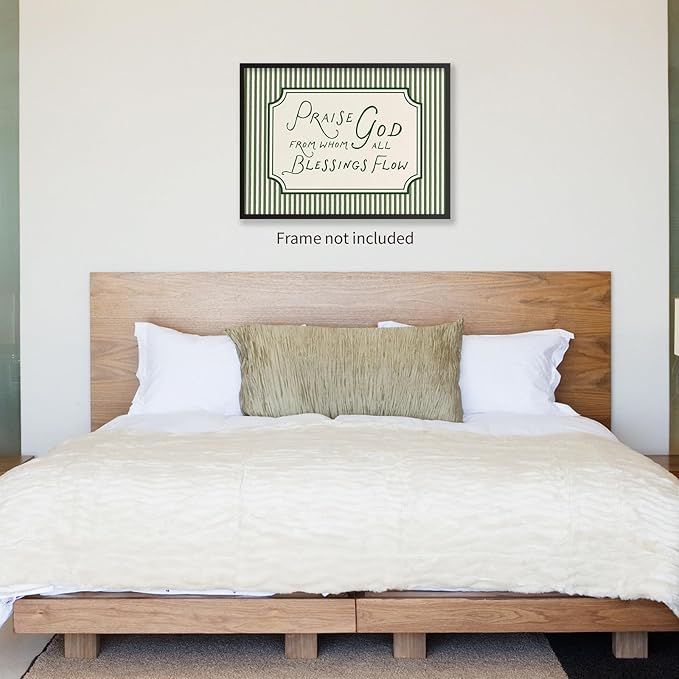 YYS Green Christian Bible Verse Poster Religious Scripture Wall Art Praise God From Whom All Blessings Flow Canvas Prints for Church Prayer Room Wall Decor 12x16 inch Unframed