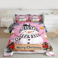 Feelyou Merry Christmas Bedding Set Soft for Boys Girls, Cute Snowman Comforter Set Full Size Snowflake Duvet Quilt Microfiber Winter Bedroom Decor 3 Pcs with 2 Pillow Cases