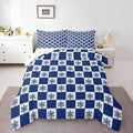 Feelyou Christmas Bedding Set Soft for Boys Girls, Checkered Comforter Set Twin Size Snowflake Duvet Quilt Microfiber Xmas Decorations Bedroom Decor Blue 2 Pcs with 1 Pillow Cases