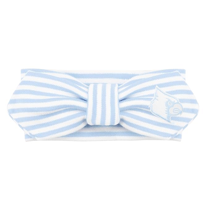 Creative Knitwear Louisville Cardinals Infant Girls Light Blue/White Striped Hair Knot Headband Embroidered Logo - Size Newborn - 4T