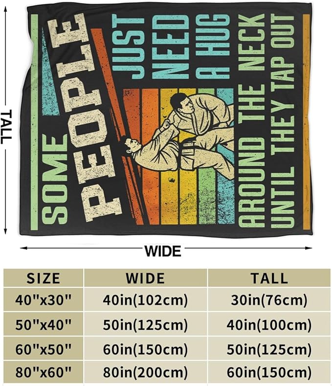 Jiu Jitsu Fleece Blanket Sports Jiujitsu Throw Blankets for Girls Boys Super Soft Warm Flannel Vintage Throws Gifts for Men Women Cozy Fuzzy Plush Stuff Couch Bed Bedding Decor 50"x40"