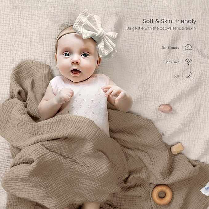lulumoon Muslin Swaddle Blankets for Baby: Lightweight & Breathable Receiving Blankets for Hospital - Neutral Registry Gift for Newborn 3pack (Grey)