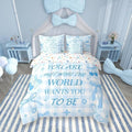 7 Pieces Blue Bowknot Comforter Set King,Cartoon Cherry Stars Daisy Flowers Princess Bedding Set,Bow Geometric Plaids Patchwork Dreamy（Comforter+Fitted+Flat Sheet+2 Pillowcases+2 Throw Pillow Covers）