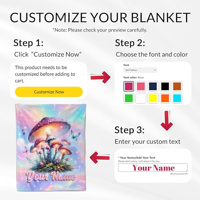 Custom Blanket for Kids - Mushroom Throws Decor Gifts - Plant Throw Blankets Stuff for Sofa, Travel