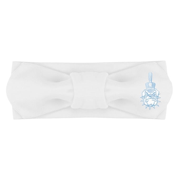Creative Knitwear The Citadel Bulldogs Infant Girls White Solid Hair Knot Headband Embroidered Logo - Size Newborn - 4T