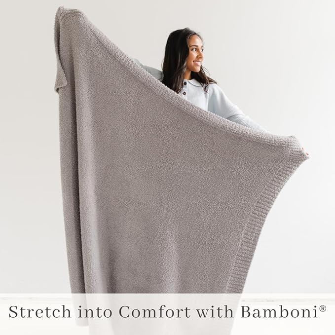 SARANONI Bamboni Luxury Throw Blanket | Super Soft Plush Home Decorative Comfy Blankets for Sofa, Couch or Bed | Gray, Large - 50" x 60"